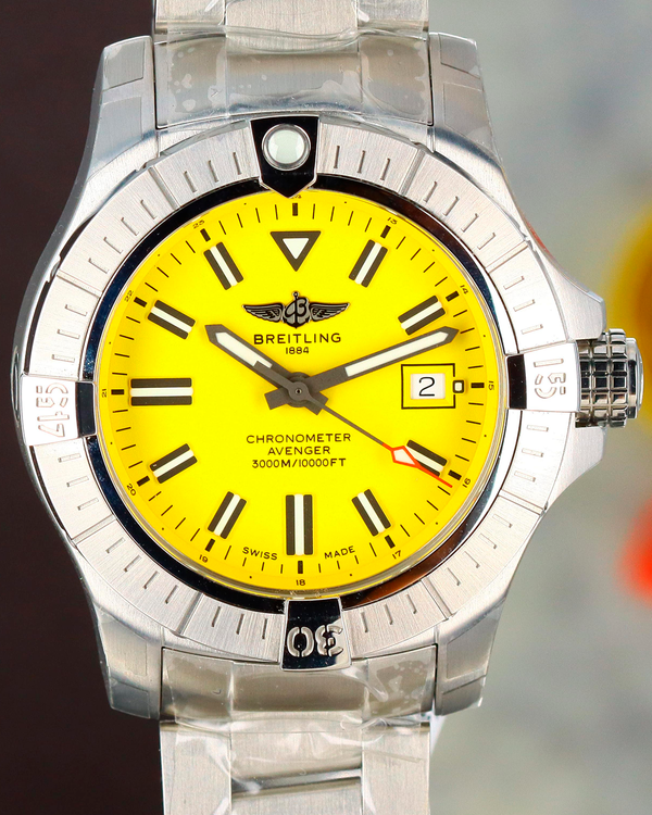Breitling Avenger "Seawolf" 45MM Yellow Dial Steel Bracelet (A17319)