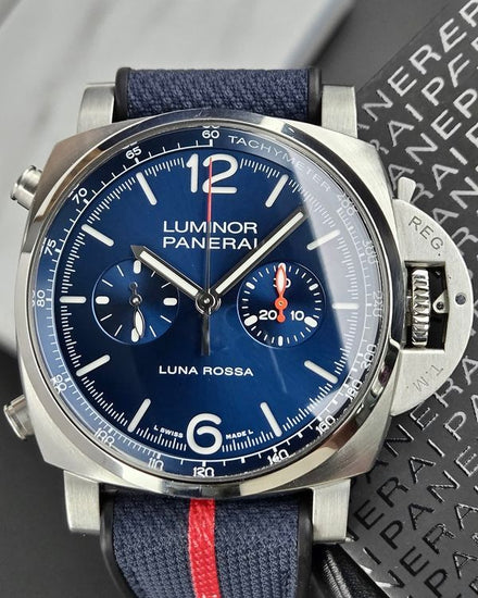 2022 Panerai Luminor Chrono Luna Rossa 44MM Blue Dial Rubber Strap (PAM01303)