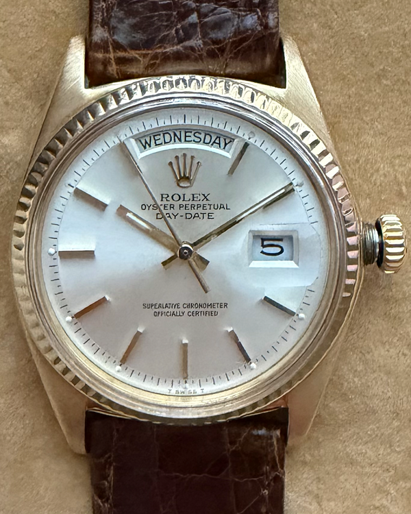 1972 Rolex Day-Date 36MM Silver "Pie Pan" Dial Leather Strap (1803)