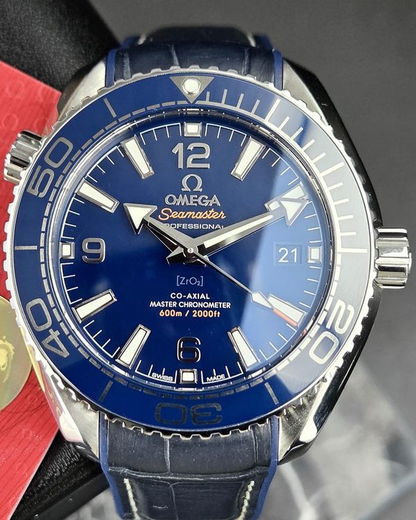 2018 Omega Seamaster Planet Ocean 600M 39.5MM Blue Dial Leather Strap (215.33.40.20.03.001)