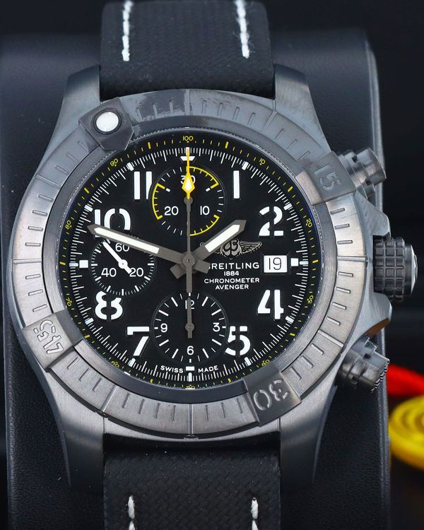 Breitling Avenger "Night Mission" 45MM Black Dial Leather Strap (V13317)