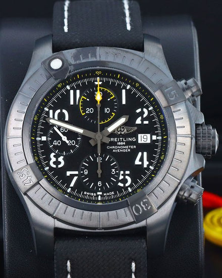 Breitling Avenger "Night Mission" 45MM Black Dial Leather Strap (V13317)