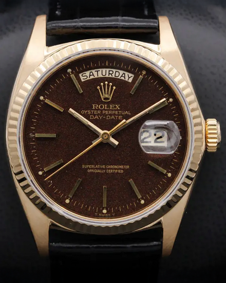 Rolex Day-Date 36MM Brown "Confetti" Dial Aftermarket Leather Strap (1803)