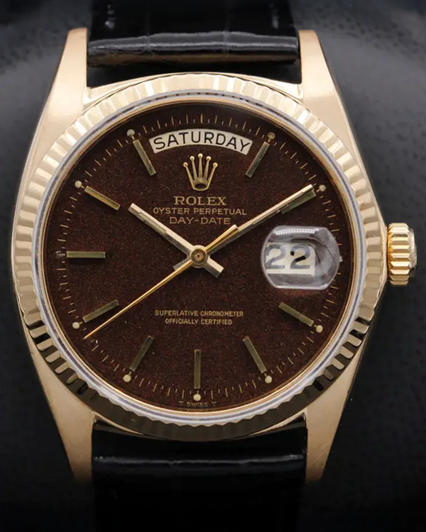 Rolex Day-Date 36MM Brown "Confetti" Dial Aftermarket Leather Strap (1803)