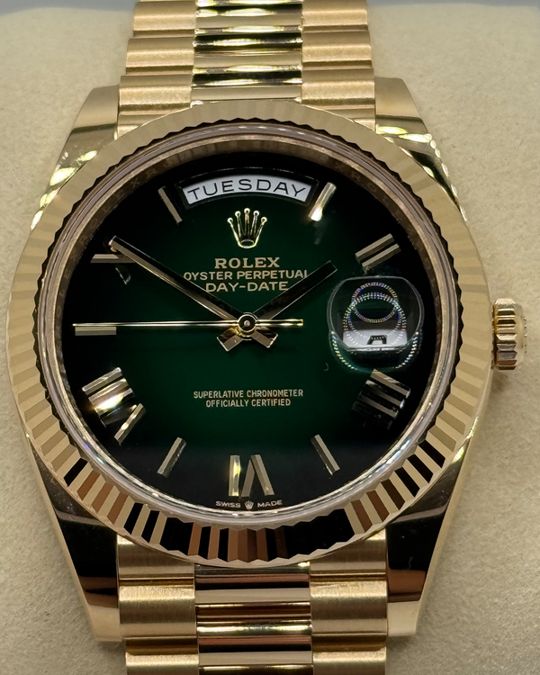 2025 Rolex Day-Date 40MM Green "Ombré" Dial Yellow Gold President Bracelet (228238)
