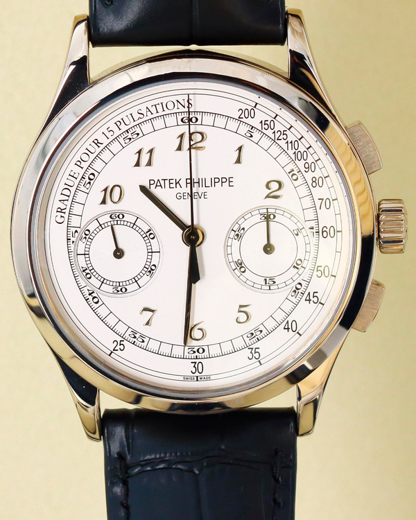 Patek Philippe Complications Chronograph 39MM Silver Dial Leather Strap (5170G-001)
