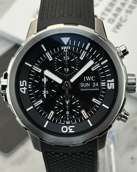 2017 IWC Schaffhausen Aquatimer Chronograph 44MM Black Dial Rubber Strap (IW376803)