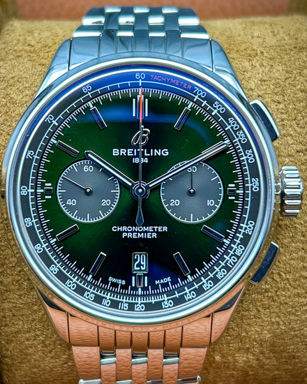 Breitling Premier Bentley B01 42MM Green Dial Steel Bracelet (AB0118A11L1A1)