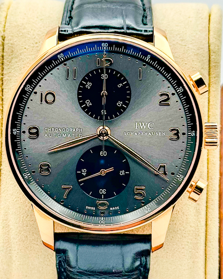 2014 IWC Schaffhausen Portugieser Chronograph 40.9MM Grey Dial Leather Strap (IW371482)