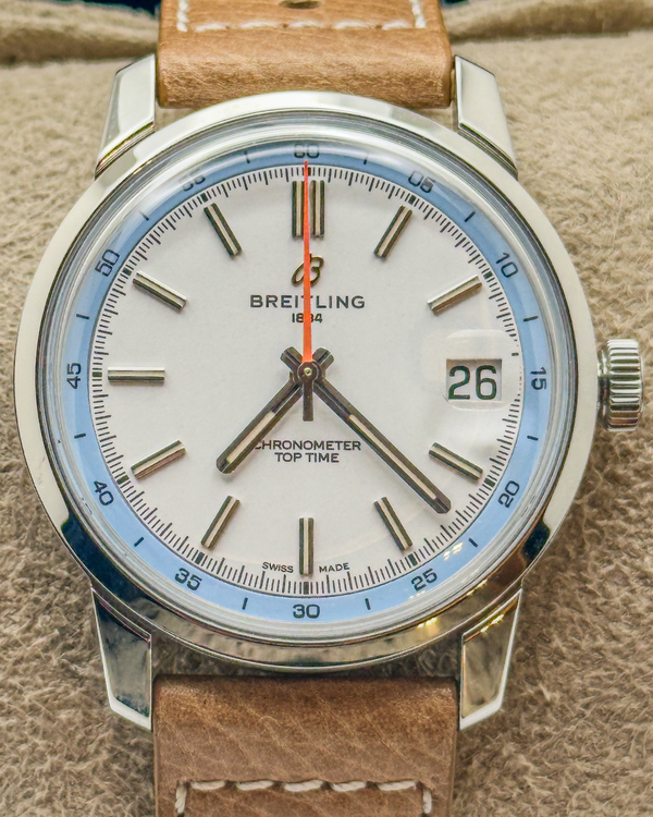 No Reserve - 2025 Breitling Top Time B21 38MM White Dial Leather Strap (AB3113281A1X1)
