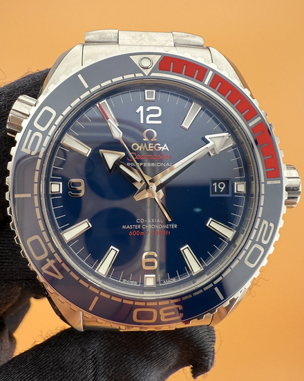 2017 Omega Seamaster Planet Ocean "Pyeongchang 2018" 43.5MM Blue Dial Steel Bracelet (522.32.44.21.03.001)