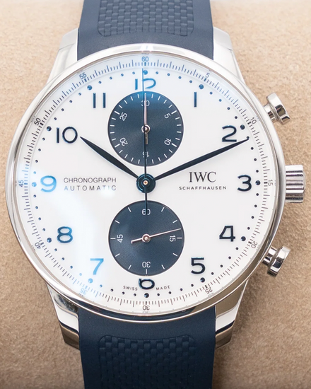 2025 IWC Schaffhausen Portugieser Chronograph 41MM White Dial Rubber Strap (IW371620)