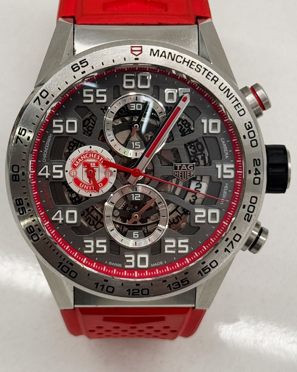 2021 Tag Heuer Carrera "Manchester United" S. E. 43MM Skeleton Dial Rubber Strap (CAR201M)