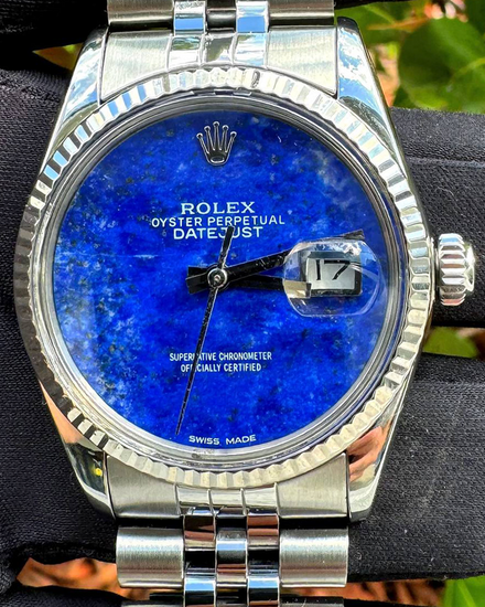1988 (R Serial) Rolex Datejust 36MM Aftermarket Lapis Lazuli Dial Jubilee Bracelet (16014)
