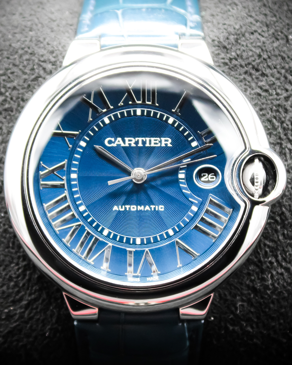 Cartier Ballon Bleu 42MM Blue Dial Leather Strap (WSBB0027)