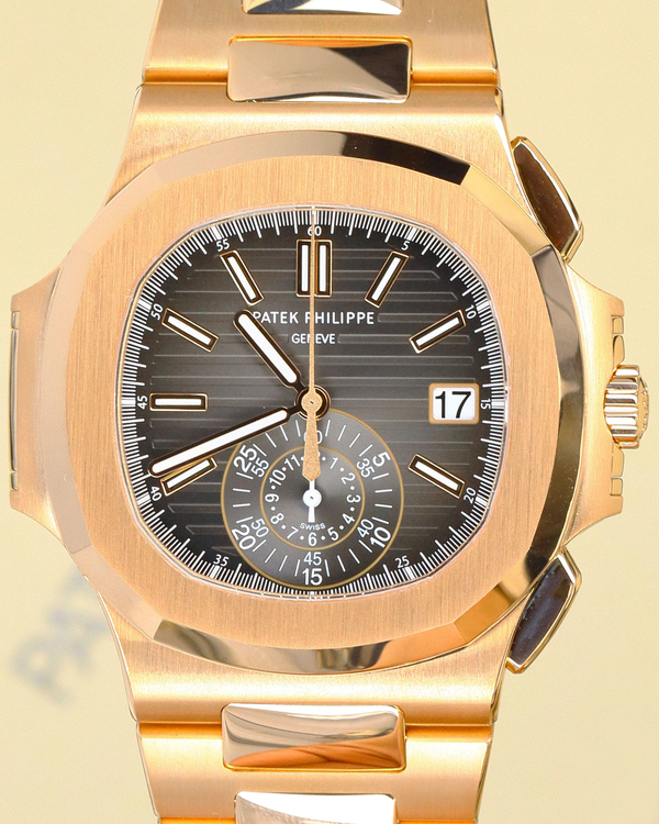 Patek Philippe Nautilus Travel Time Chronograph 40.5MM Black Dial Rose Gold Bracelet (5980/1R-001)