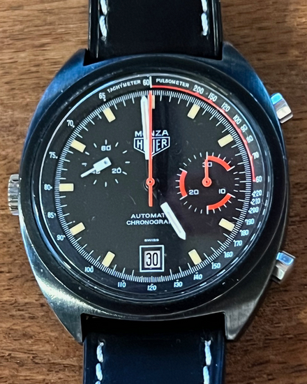 Tag Heuer Monza "Nikki Lauda" S.E. 39MM Black Dial Aftermarket Leather Strap (150.501)