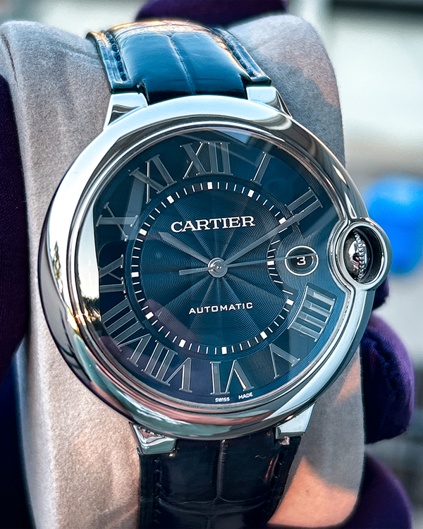 2019 Cartier Ballon Bleu 42MM Blue Dial Leather Strap (WSBB0025)