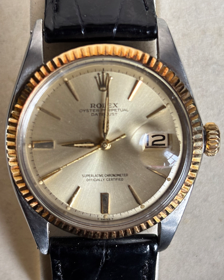 Rolex Datejust 34MM Champagne Dial Aftermarket Leather Strap (1600)