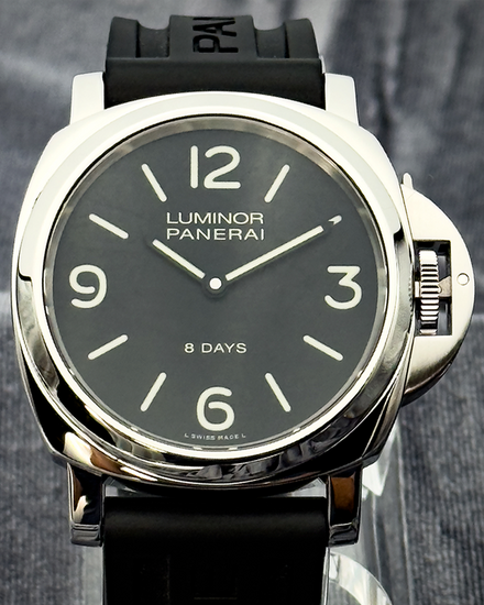 No Reserve - 2017 Panerai Luminor Base 8 Days 44MM Black Dial Rubber Strap (PAM00560)