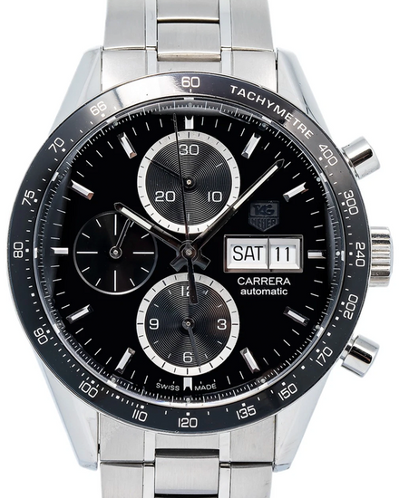 Tag Heuer Carrera Calibre 16 "Juan Manuel Fangio" 41MM Black Dial Steel Bracelet (CV201AG)