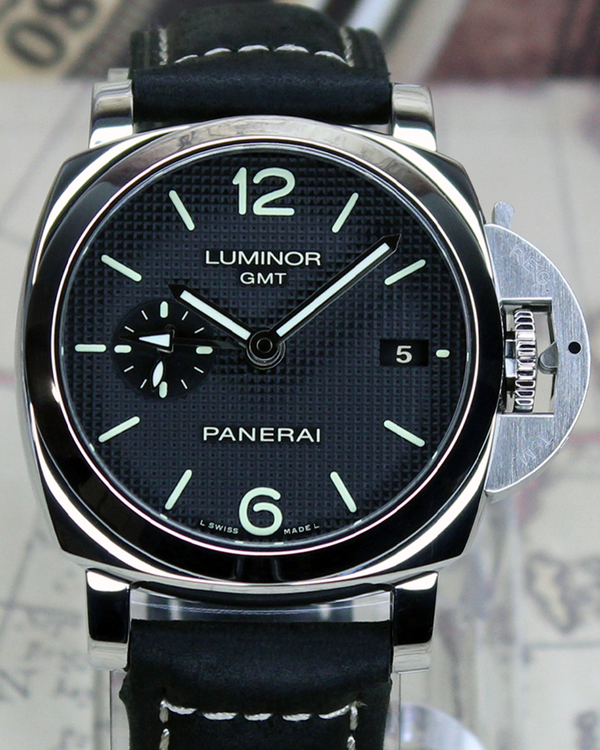 2018 Panerai Luminor 1950 3 Days GMT 42MM Black Dial Leather Strap (PAM00535)