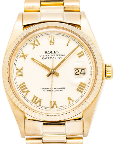 Rolex Datejust 36MM Ivory Dial Yellow Gold President Bracelet (16018)