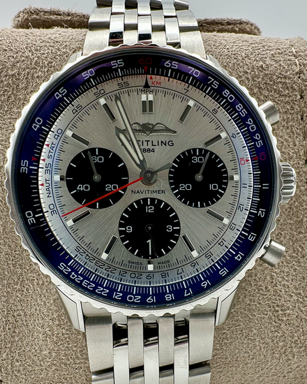 2025 Breitling Navitimer B01 Chronograph 43MM Silver Dial Steel Bracelet (AB0138241G1A1)