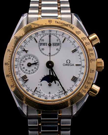 Omega Speedmaster Moonphase Triple Calendar 39MM White Dial Two-Tone Bracelet (3330.20.00)