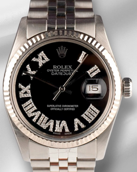 Rolex Datejust 36MM Aftermarket Black Dial Jubilee Bracelet (16014)
