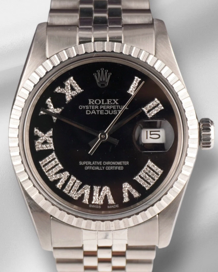 Rolex Datejust 36MM Aftermarket Black Dial Aftermarket Jubilee Bracelet (16030)