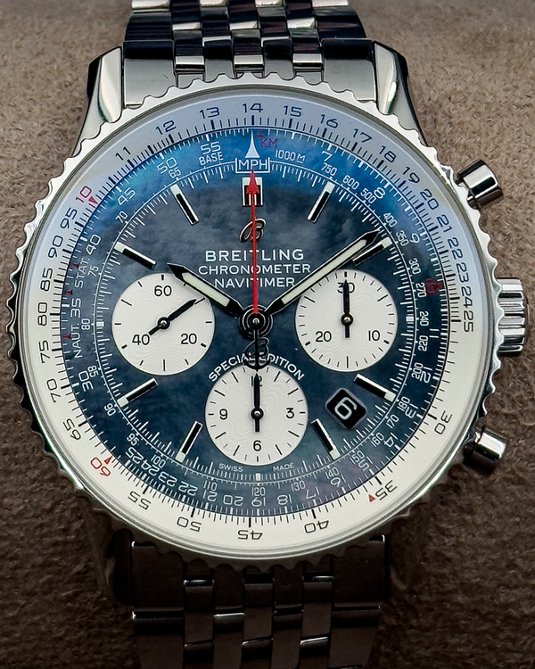 (angie) Breitling Navitimer B01 Chronograph Japan Edition 43MM Black Mother Of Pearl Steel Bracelet (AB0121211B3A1)