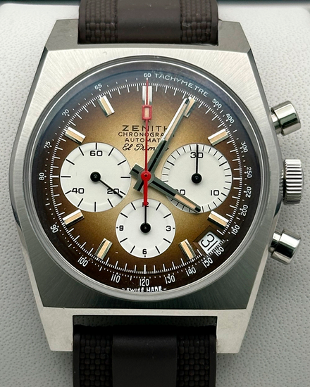 2025 Zenith Chronomaster Revival El Primero A385 37MM Brown Dial Aftermarket Rubber Strap (03.A384.400/385.C855)
