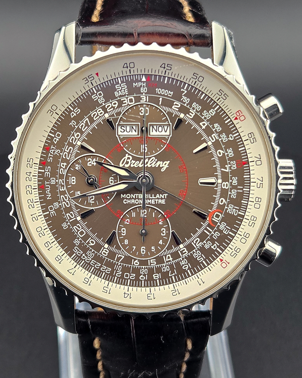 (angie)2007 Breitling Montbrillant Brown Dial Leather Strap (A21330)