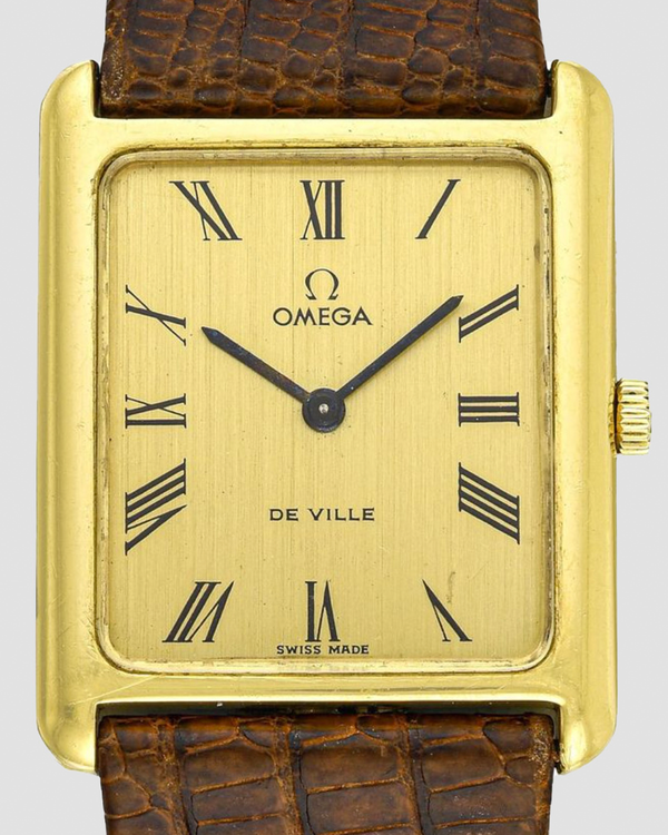 1975 Omega De Ville 28.4MM Champagne Dial Aftermarket Leather Strap (111.0111)