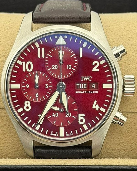 2022 IWC Schaffhausen Pilot Chronograph “Chinese New Year” Edition L.E. 41MM Red Dial Leather Strap (IW388107)