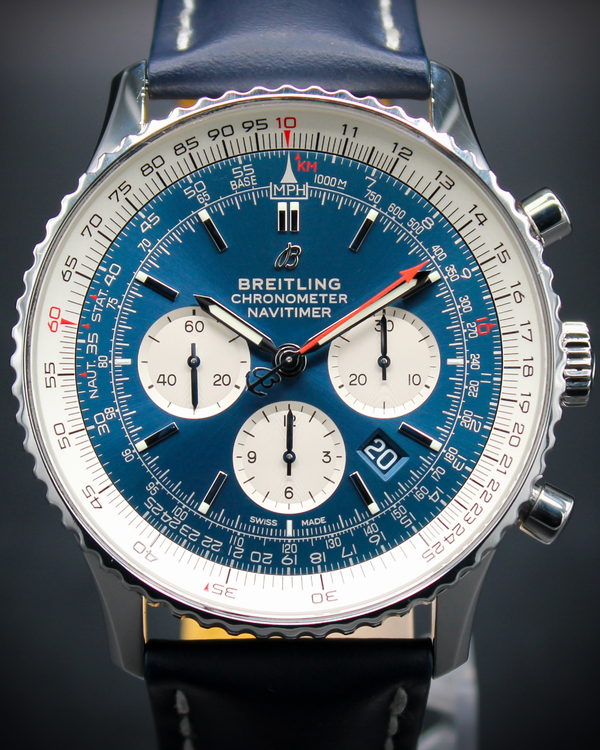 2021 Breitling Navitimer B01 Chronograph 46MM Blue Dial Leather Strap (AB0127)