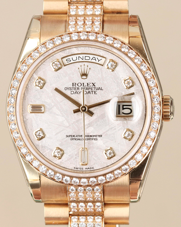 Rolex Day-Date 36MM Meteorite Dial Yellow Gold President Bracelet (118348RBR)