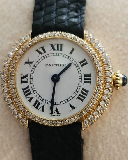 1975 Cartier Vendome Sertissage 26MM White Dial Leather Strap (67080)