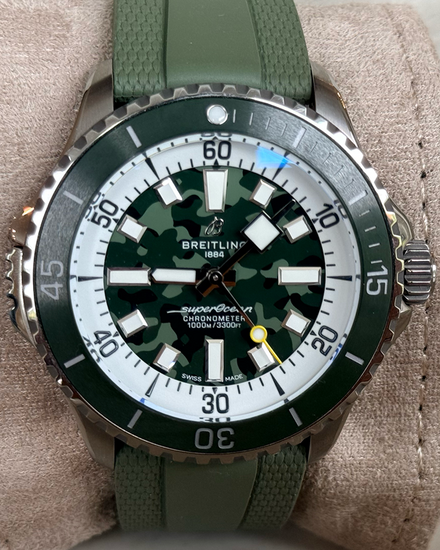 2025 Breitling Superocean Super Diver 46MM Green "Camo" Dial Rubber Strap (E10379)