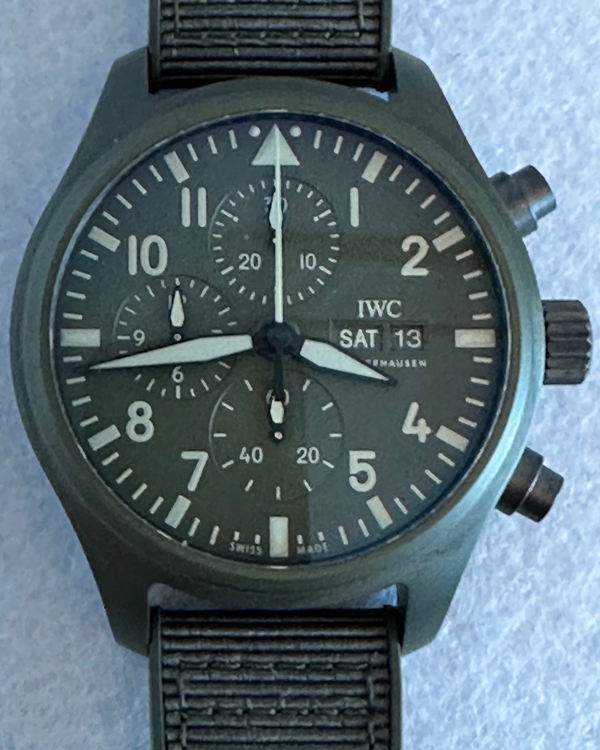 2024 IWC Schaffhausen Pilot Top Gun "Woodlands" 44.5MM Green Dial Textile Strap (IW389106)