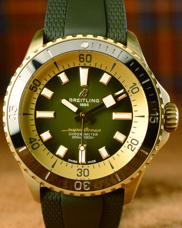 Breitling Superocean 42MM Green Dial Rubber Strap (N17375)