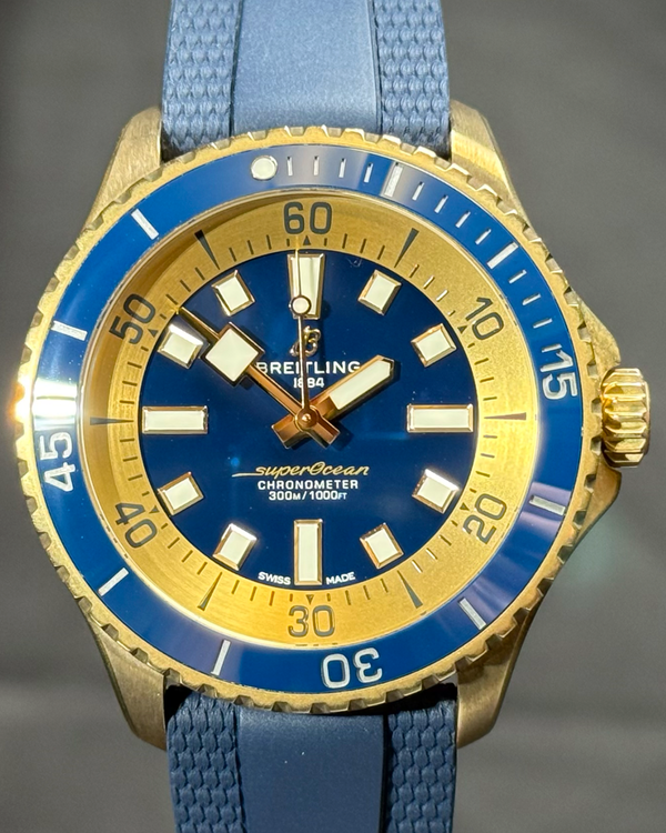 No Reserve - 2024 Breitling Superocean L.E. 44MM Blue Dial Rubber Strap (N173761A1C1S1)
