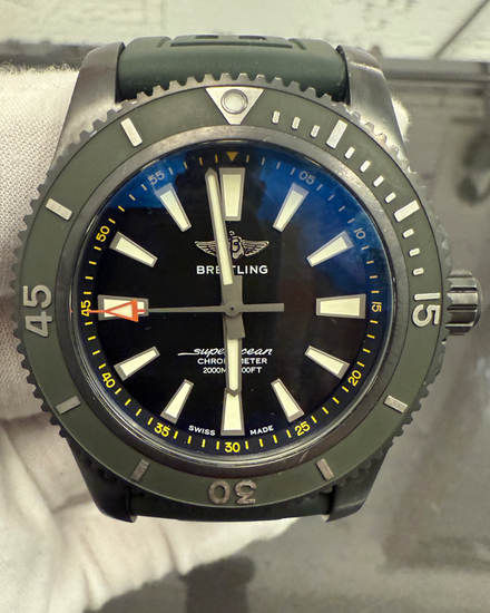 2022 Breitling Superocean "Black Steel" L.E. 46MM Green Dial Rubber Strap (M173681A1L1S1)