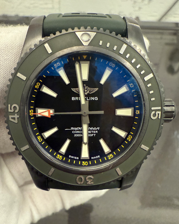 2022 Breitling Superocean "Black Steel" L.E. 46MM Green Dial Rubber Strap (M173681A1L1S1)
