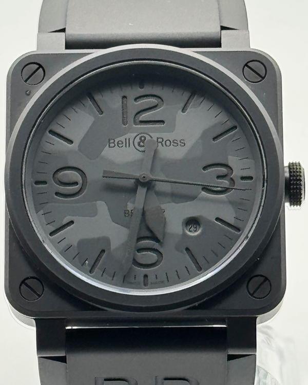 Bell & Ross BR 03 "Black Camo" 42MM Black Dial Rubber Strap (BR0392-CAMO-CE/SRB)