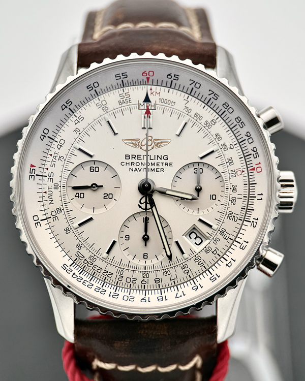 2005 Breitling Navitimer Chronograph 41MM Silver Dial Leather Strap (A23322)