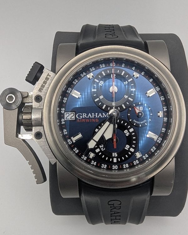 No Reserve - Graham Chronofighter Airwing 47MM Blue Dial Rubber Strap (2OVKT.B45A)