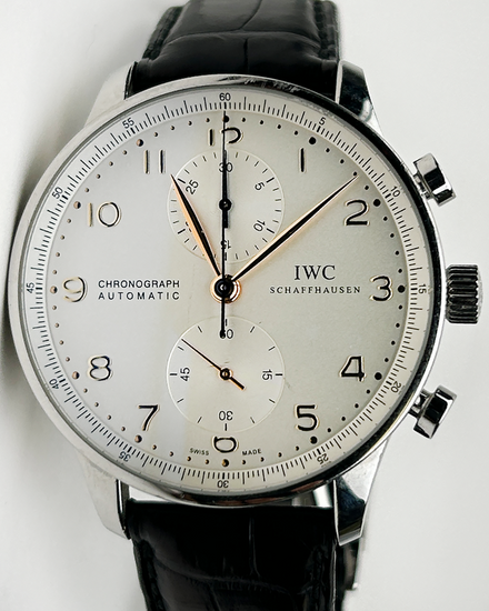 IWC Schaffhausen Portugieser Chronograph 40.9MM Silver Dial Leather Strap (IW371445)