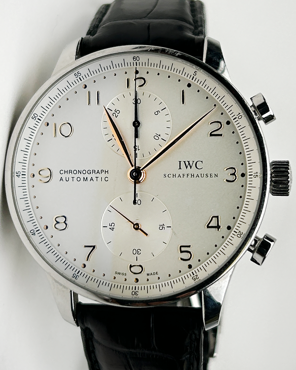 IWC Schaffhausen Portugieser Chronograph 40.9MM Silver Dial Leather Strap (IW371445)
